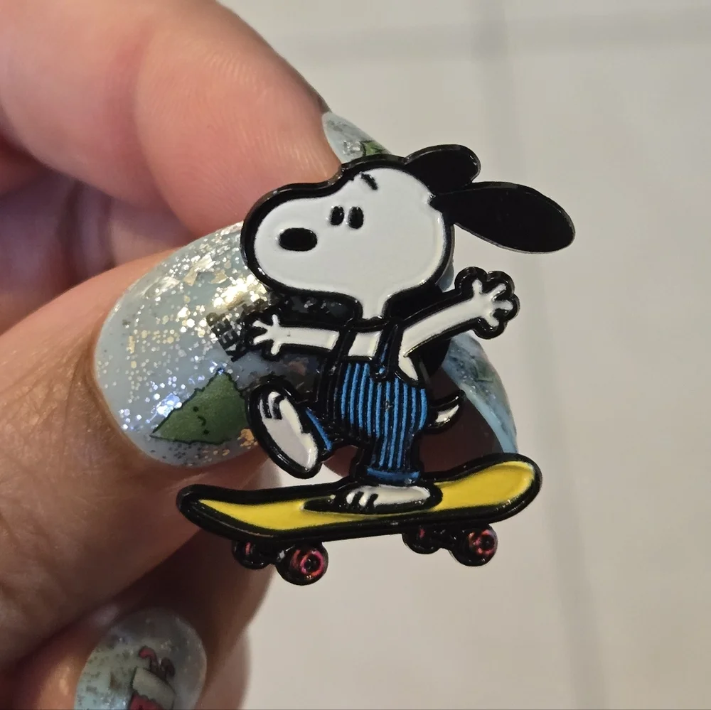 Snoopy Skateboarding Enamel Pin